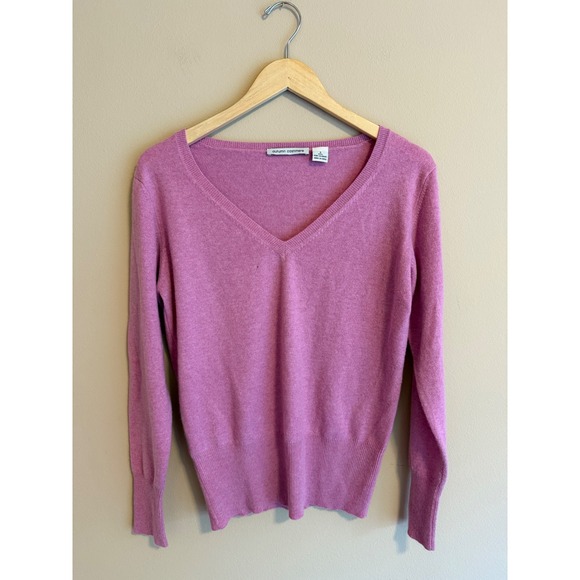 Autumn Cashmere Sweaters - Autumn Cashmere Womens V-Neck Sweater 100% Pure Cashmere Pink Size S Long Sleeve